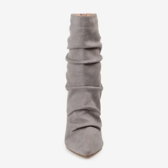 New Journee Markie Gray Suede Slouch Stiletto Heel Boots Sz 10 - Picture 4 of 10